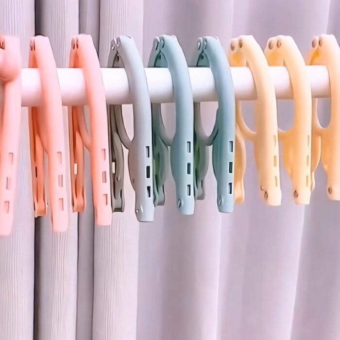 10PCS Multifunctional Plastic Folding Hanger, Retractable Portable Travel Hangers, Foldable Coat Hanger Folding Hangers for Traveling, Space Saving Clothes Hangers Portable Travel Hangers (Blue)