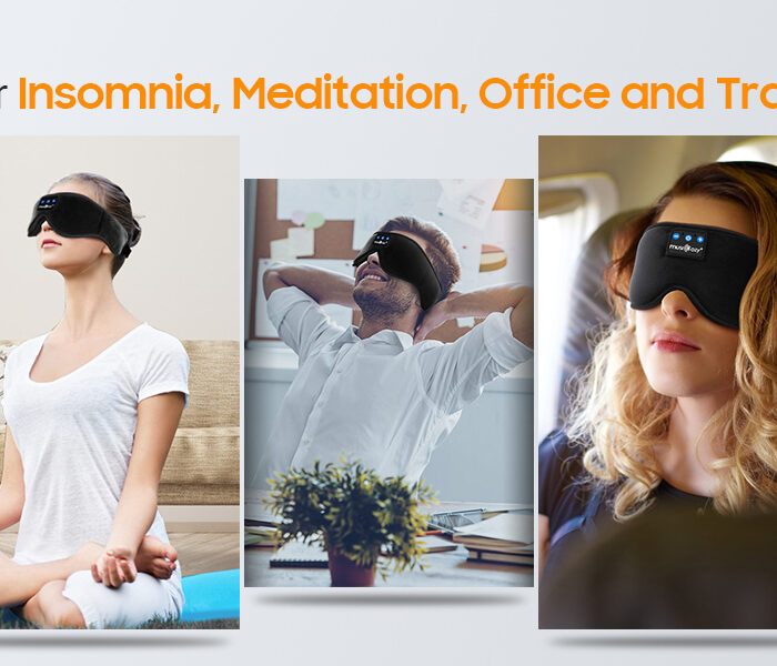 Sleep Headphones Bluetooth Sleep Eye Mask for Sleeping, Wireless Music Sleeping Masks Headphones, Sleep Earbuds for Side Sleepers Men Women with Speakers Cool Tech Gadgets