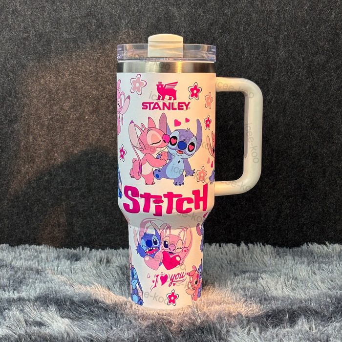 40oz More Love For Stitch And Angel Stainless Steel Vacuum Insulated Tumbler 🚢Free Shipping🚢